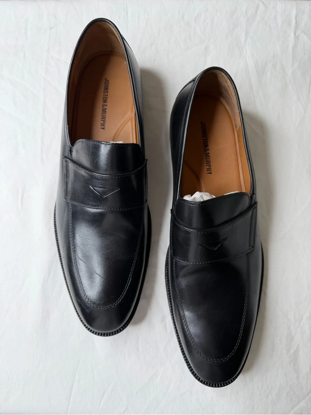Johnston & Murphy Penny Loafers Satin Black Dress Shoe Size 13
